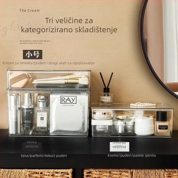 Kutija za kozmetiku za stolni prostor, prašinu otporan organizator šminke s velikim kapacitetom za ruževe, parfeme, njegu kože i maske