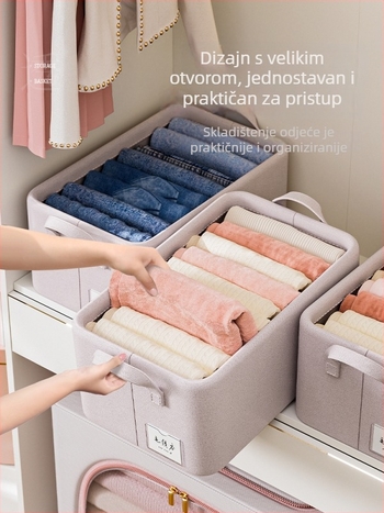 Kutija za skladištenje odjeće za kućnu upotrebu, organizator garderobe, slojevito rješenje za pohranu, velik kapacitet, košara za pohranu od pamuka s metalnim okvirom