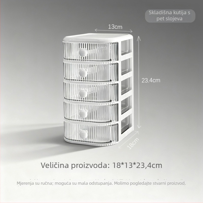 Prozirni plastični stolni organizator za pohranu s višeslojima pretincima, velik kapacitet