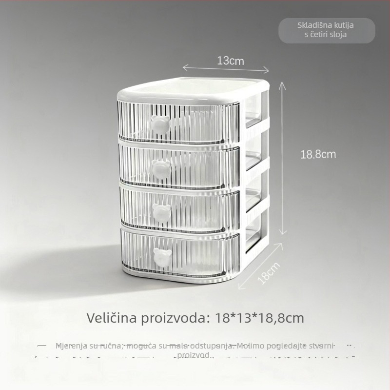 Prozirni plastični stolni organizator za pohranu s višeslojima pretincima, velik kapacitet