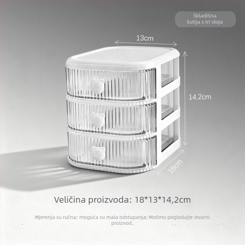 Prozirni plastični stolni organizator za pohranu s višeslojima pretincima, velik kapacitet