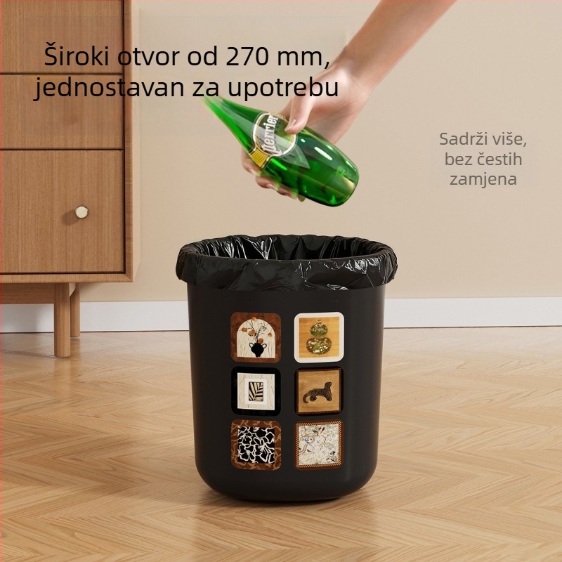Kanta za smeće za dnevni boravak u vintage stilu, velike kapacitete, bez poklopca, luksuzan kućni dizajn, model 2025, 9 L