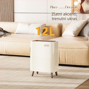 Kvadratni koš za smeće bez poklopca, kremastog stila, za dnevni boravak i kuhinju, 12 L kapacitet, moderan dizajn