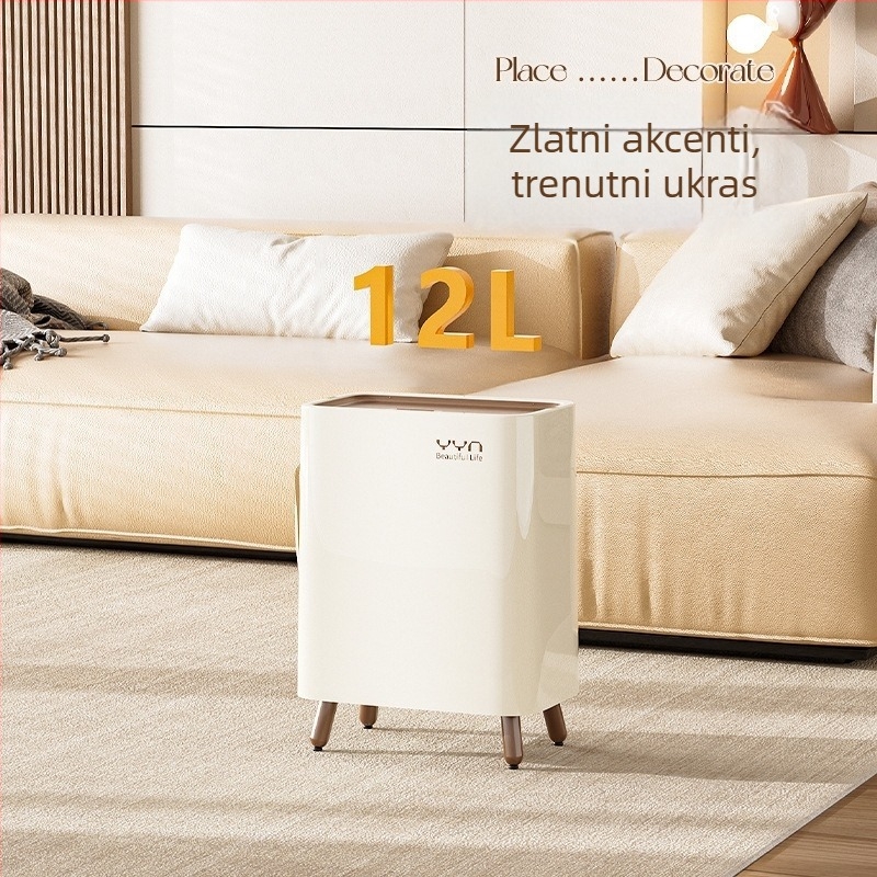 Kvadratni koš za smeće bez poklopca, kremastog stila, za dnevni boravak i kuhinju, 12 L kapacitet, moderan dizajn