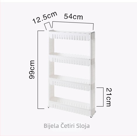 3-slojni organizator za uske prostore između ormara, na kotačićima, za kuhinju i kupaonicu