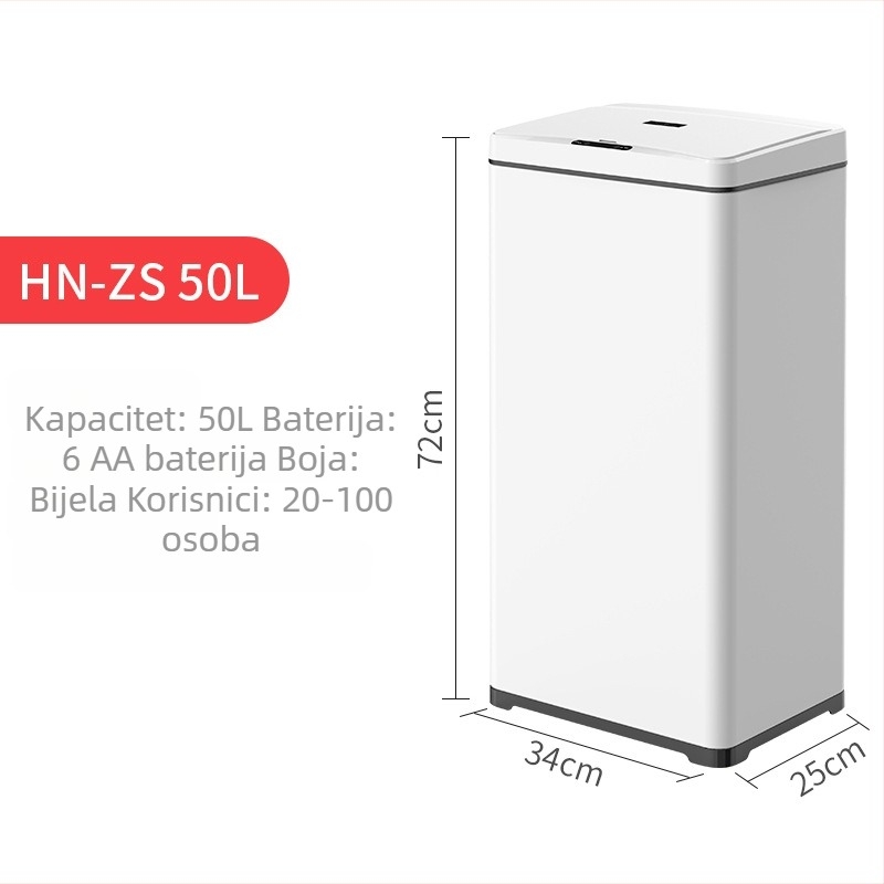 50L pametni senzorni koš od nehrđajućeg čelika, kvadratnog oblika, za kuhinju i dnevni boravak, komercijalna uporaba