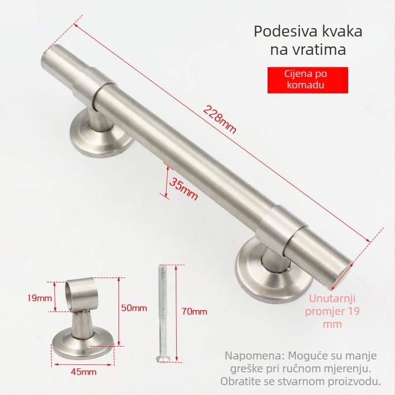 Podesiva ručka od nehrđajućeg čelika za dvokrilna željezna vrata – jednostavna ručka za ulazna vrata
