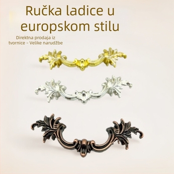Ručka za ladicu od legure, europski stil, staro-srebrni završetak, francuskog stila vrata ormarića s bijelim uljnim završetkom, klasičan vintage dizajn