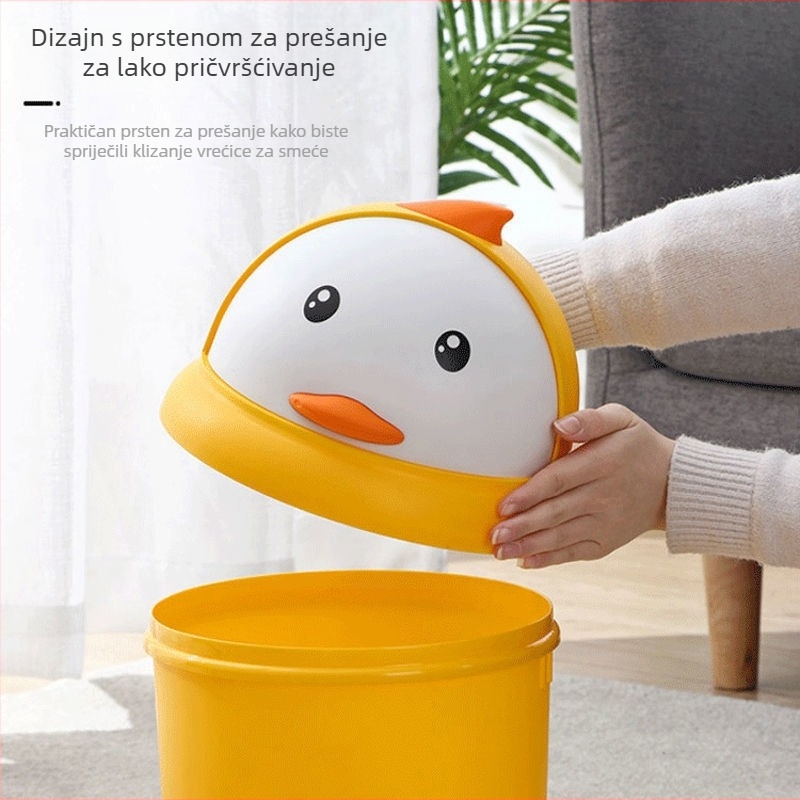 Bonny Duck 8L plastični koš za otpatke s poklopcem, cilindričnog oblika, za kućanstvo, dnevni boravak, dom za studente i kupaonicu