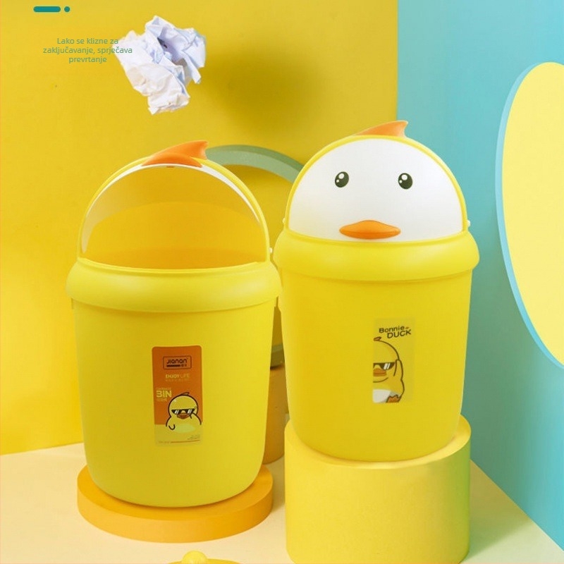 Bonny Duck 8L plastični koš za otpatke s poklopcem, cilindričnog oblika, za kućanstvo, dnevni boravak, dom za studente i kupaonicu