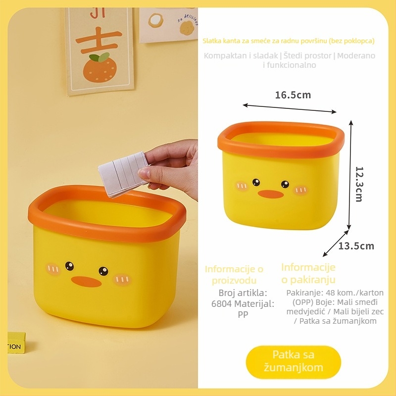 Mali stolni koš za smeće, mini koš za otpatke, sladak crtani dizajn za stol, bez poklopca, higijenski, plastični koš za recikliranje.