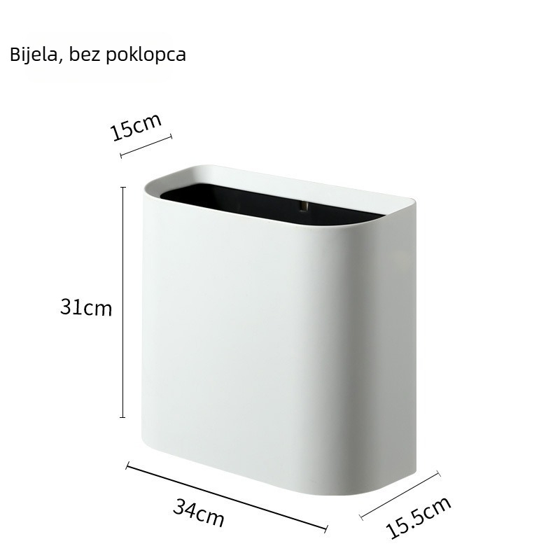 Pravokutni koš za smeće bez poklopca za uske prostore, nordijskog stila kupaonice i dnevnog boravka, kućna uporaba, 10 L