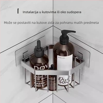 Nehrđajući čelični kutni organizator za spužve za kuhinju i kupaonu, trokutasti odvodni stalak, bez bušenja
