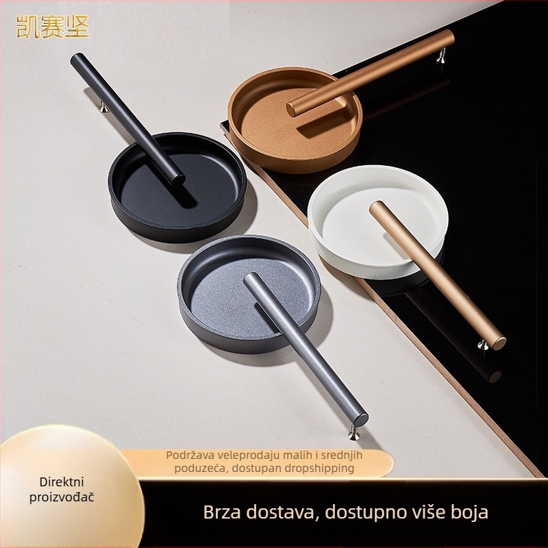 Okrugla ugrađena ručka za garderobu, minimalistički nordijski stil, skrivena ručica za vrata ormara, od aluminijskog legura