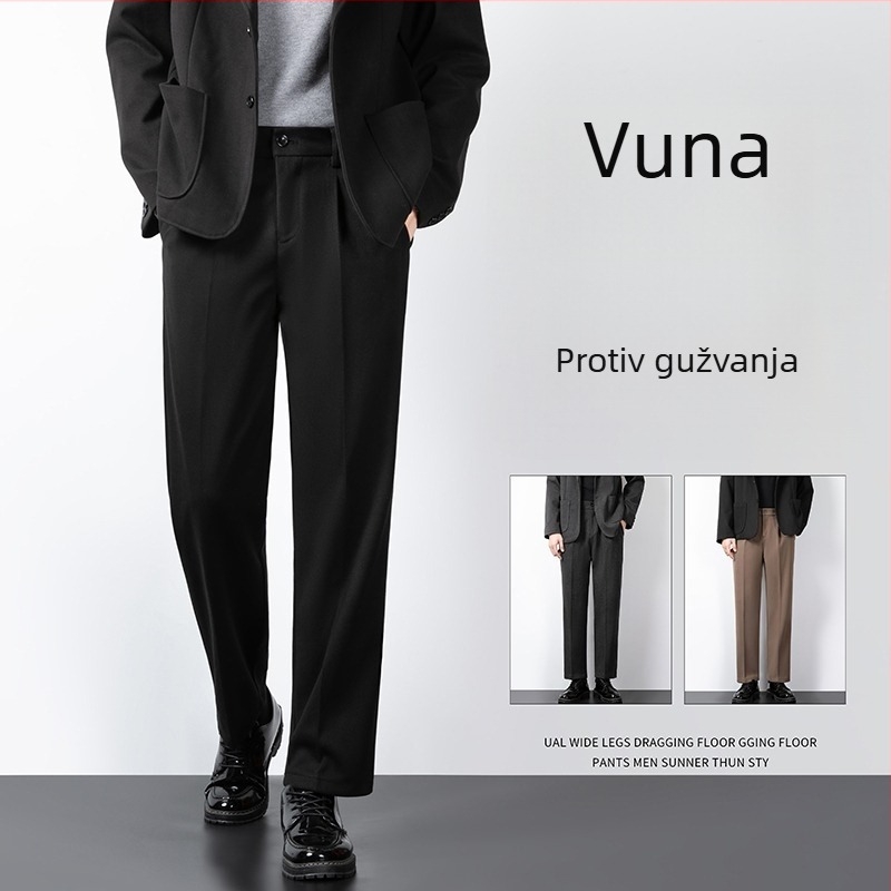 Muške hlače od vune, cropped duljine, jesen-zima, uski kroj