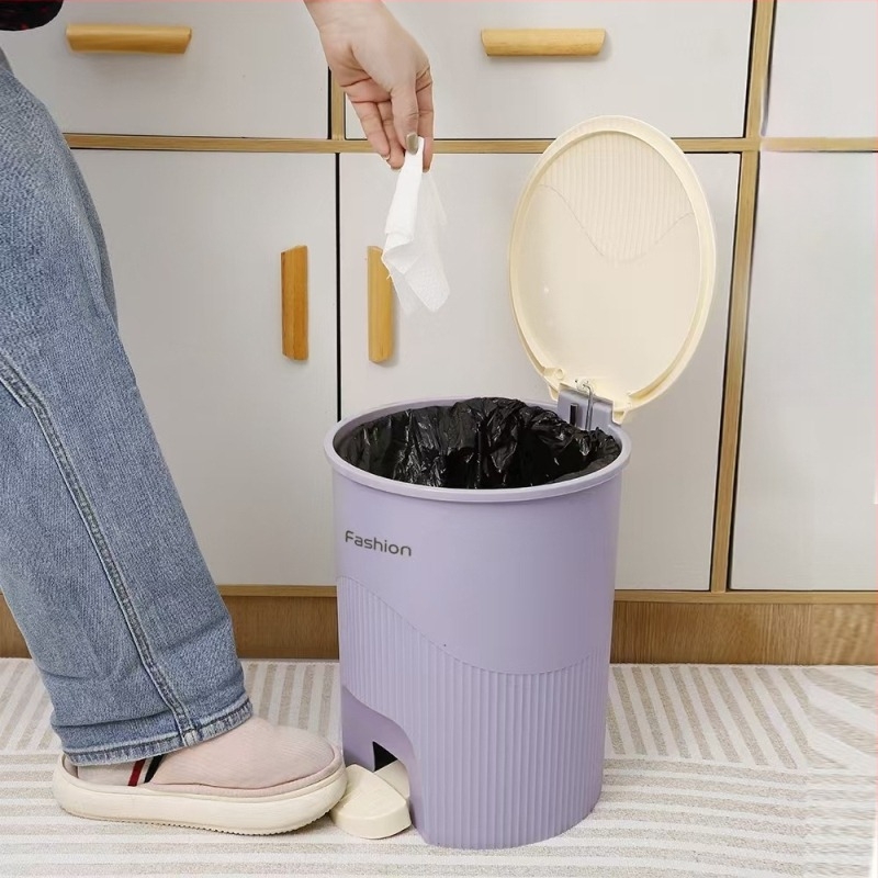 Kanta za otpad s pedalom za kućanstvo, s poklopcem, dvostruki odjeljak unutarnji i vanjski, plastični, 9 L