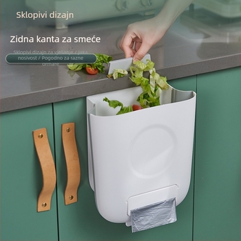 Kuhinjski zidni sklopivi koš za smeće, za vješanje na vratima ormarića, kvadratičnog oblika, plastični, kapacitet do 4 L