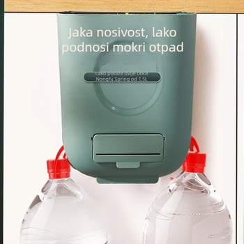 Kuhinjski zidni sklopivi koš za smeće, za vješanje na vratima ormarića, kvadratičnog oblika, plastični, kapacitet do 4 L