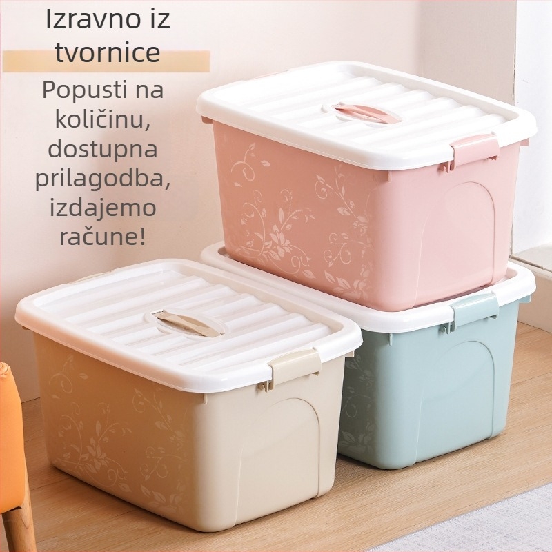 Plastična kutija za skladištenje za kućanstvo s poklopcem, svestrana za igračke, odjeću i druge stvari
