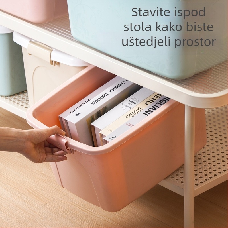 Plastična kutija za skladištenje za kućanstvo s poklopcem, svestrana za igračke, odjeću i druge stvari