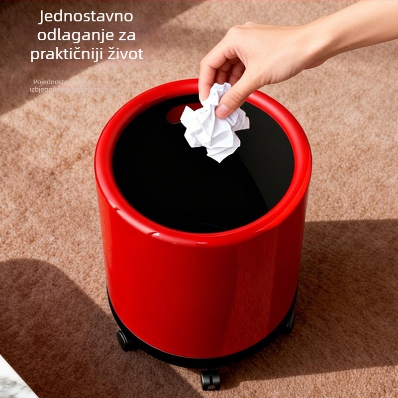 Kanta za smeće s dva odjeljka i kotačićima, krem boje, bez poklopca, kapaciteta 12 L