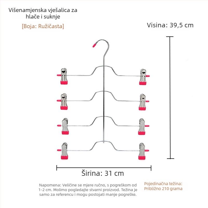 Višeslojna vješalica za suknje i hlače s klipsama za uštedu prostora