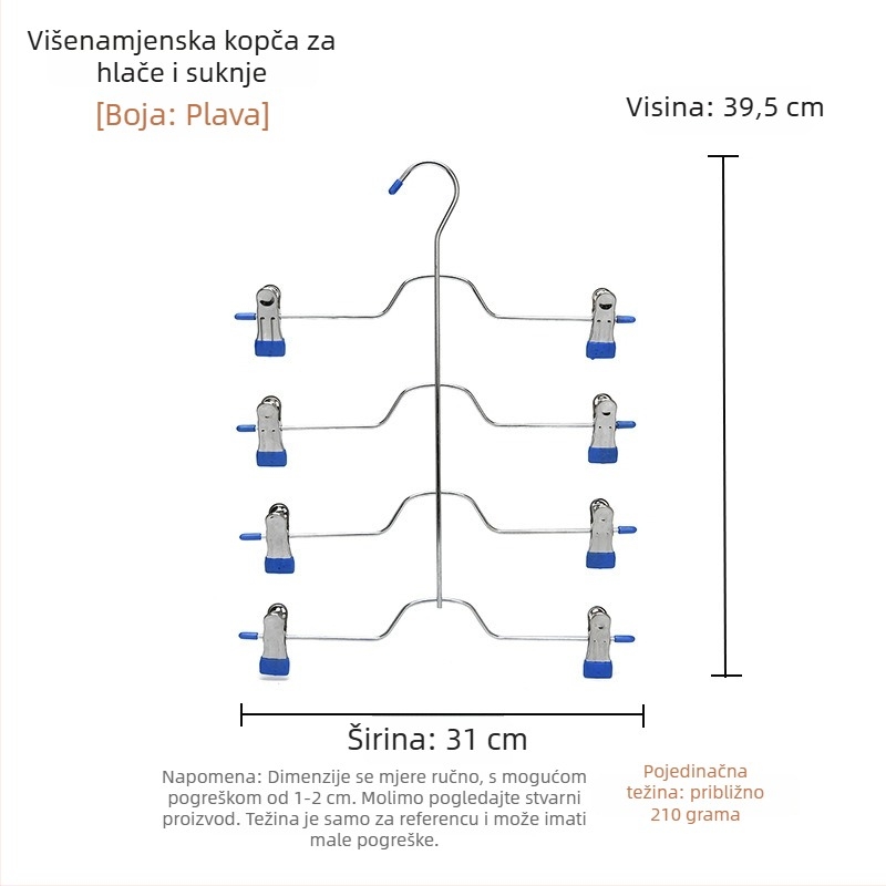Višeslojna vješalica za suknje i hlače s klipsama za uštedu prostora