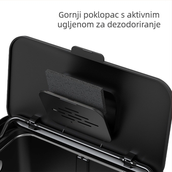 Nerđajući čelični kuhinjski otpadni koš s poklopcem, montaža na vratima ormara ljepilom (bez bušenja), 4 L