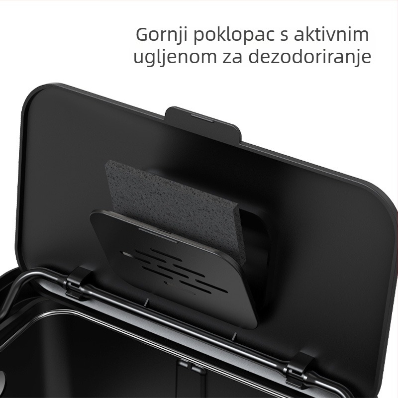 Nerđajući čelični kuhinjski otpadni koš s poklopcem, montaža na vratima ormara ljepilom (bez bušenja), 4 L
