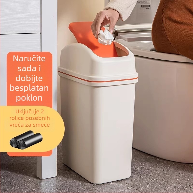 Kanta za otpad s ljulja poklopcem, 12 L, za kupaonicu, WC, kuhinju i dnevni boravak, 2024. model, namijenjena internatima