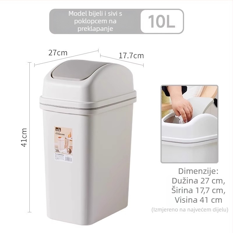 Kanta za otpad s ljulja poklopcem, 12 L, za kupaonicu, WC, kuhinju i dnevni boravak, 2024. model, namijenjena internatima