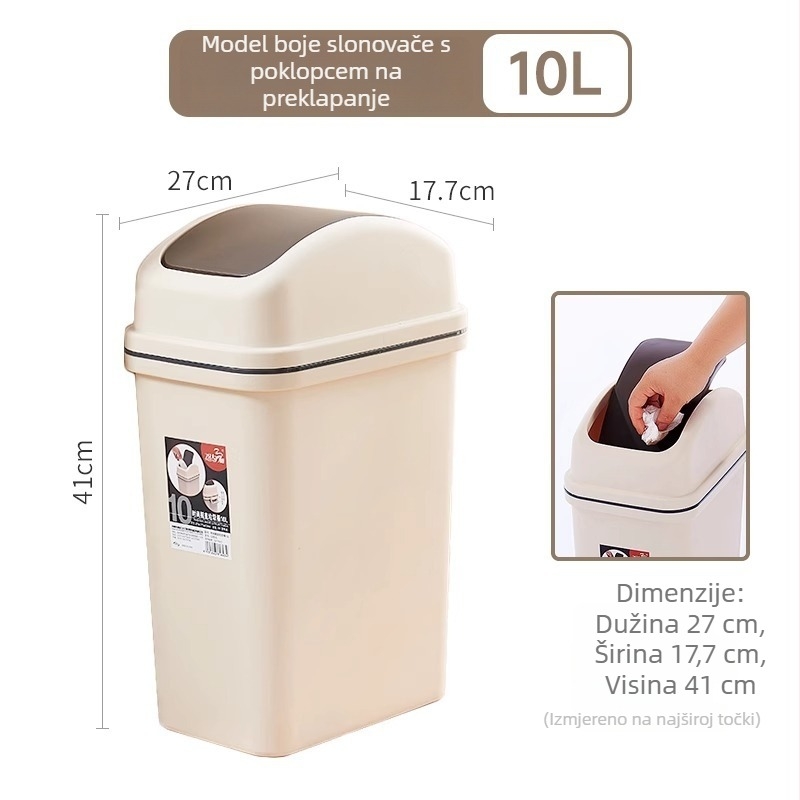 Kanta za otpad s ljulja poklopcem, 12 L, za kupaonicu, WC, kuhinju i dnevni boravak, 2024. model, namijenjena internatima