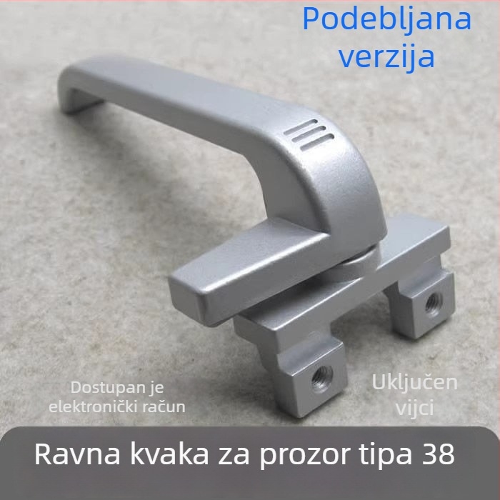 Aluminijska kvaka za prozor tipa 38 s blokirnim mehanizmom za nagibno-otvoreni prozor i zavjesni zid – klasičan dizajn