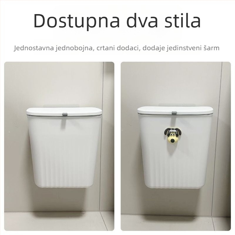 9 L plastični koš za otpad s poklopcem, zidni, za kućnu upotrebu