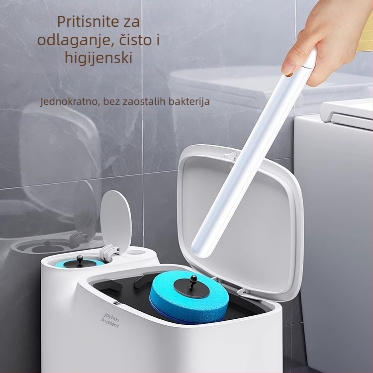 All-in-one kupaonski set: plastični koš za otpatke 8 L, četka za WC i držač toaletnog papira s poklopcem.