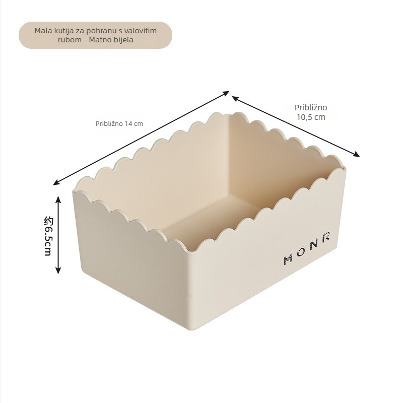 Kremasto-stil desktop organizer za kozmetiku i njegu kože, plastični PP, velike i male veličine, bez poklopca, moderni minimalistički stil, 700 ml-2100 ml