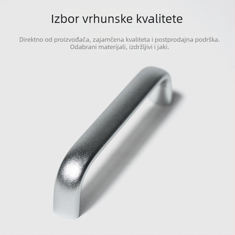 Ovalna ručka od aluminijske legure za vrata ormarića, luka oblika, ugradnja na površinu, model LS516