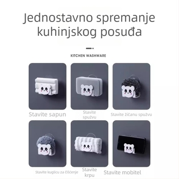 Kuhinjski organizator za spužvice i krpe s vakuumskom čašom, crtani dizajn