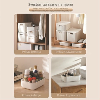 Kutija za stolnu pohranu s poklopcem, prašootporna i skladišna — organizator za igračke, grickalice, kozmetiku i razne predmete