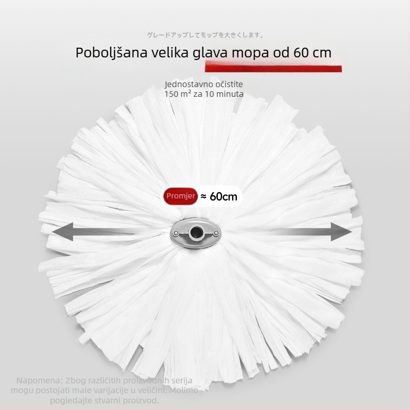 Zamjenska glava mop-a od netkanog materijala za suho i mokro čišćenje, upijajuća, kompatibilna s 125 cm teleskopskom ručkom.
