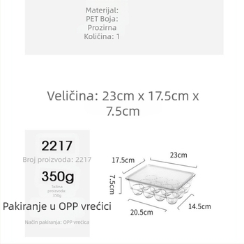 Prozirna kutija za jaja za hladnjak s poklopcem, skladišna kutija pravokutnog oblika