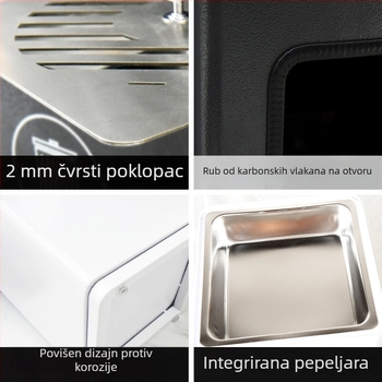 Poslovni nehrđajući čelični koš za smeće s pepeljakom, stojeći dizajn u holu hotela, u blizini lifta, velik kapacitet 12 l