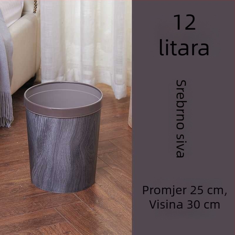 Koš za otpad u kinesko-retro stilu, velike veličine, s poklopcem, drvenim uzorcima, za dom, dnevni boravak, hotel ili spavaću sobu
