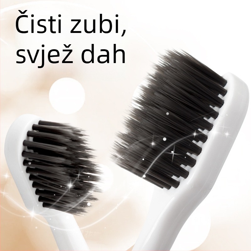 Zubne četkice s mekim vlaknima, kompaktna glava, ergonomska drška, za parove, crno-bijele, dvostruko pakiranje, pojedinačno zapakirane