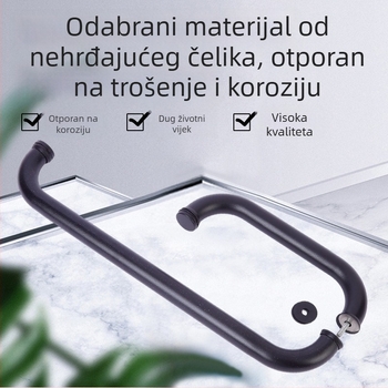 Ručka za staklena vrata kupaonice, od nehrđajućeg čelika, L-oblik dvostruki zavoj, moderan minimalistički stil