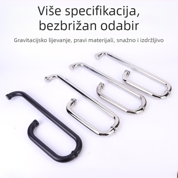 Ručka za staklena vrata kupaonice, od nehrđajućeg čelika, L-oblik dvostruki zavoj, moderan minimalistički stil