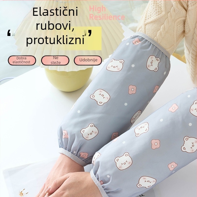 Ženske vodootporne i otporne na masnoću kuhinjske rukave, produžene, s zaštitom od mrlja, sladak crtani stil, za odrasle kućnu upotrebu