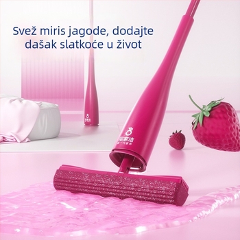 Baojiajie Mop sa sponge s mirisom jagode – poklon set za kućnu upotrebu, suho i mokro dvostruka upotreba, mop bez dodirivanja rukama, pamuk komplet za čišćenje podova