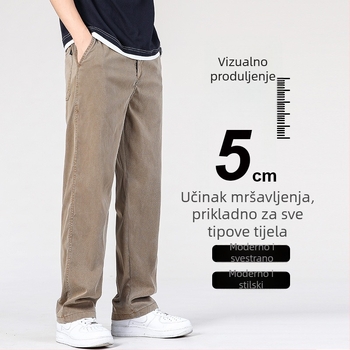 Hlače za muškarce od Tencela za proljeće-ljeto, casual, opuštena ravna kroja, duge, američki stil širokih nogavica