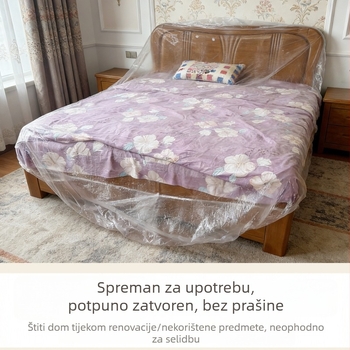 Jednokratna plastična zaštitna navlaka za krevet velike veličine, s vezicom, zaštita od prašine za kauč i namještaj, dom i dječji krevetić